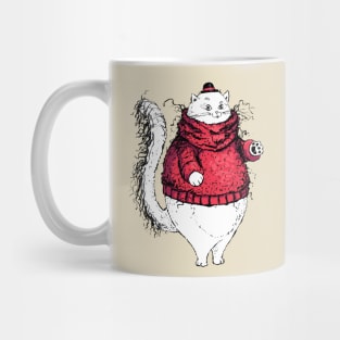 Gentleman Cat with A Very Fuzzy Sweater and Lovely Hat Mug